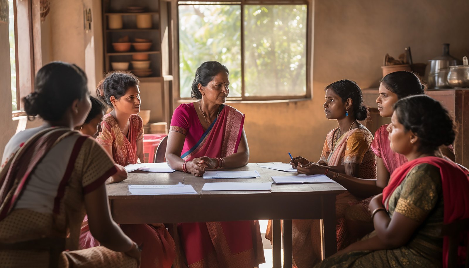 Indian rural women meeting for group lending support